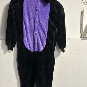 Black and Purple Fleece kids cat Onesie